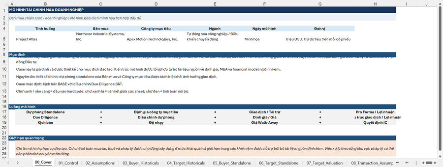 Corporate M&A Financial Model Vietnamese Version